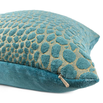 Sobek Turquoise Crocodile Chenille Pillow Cover - Aloriam