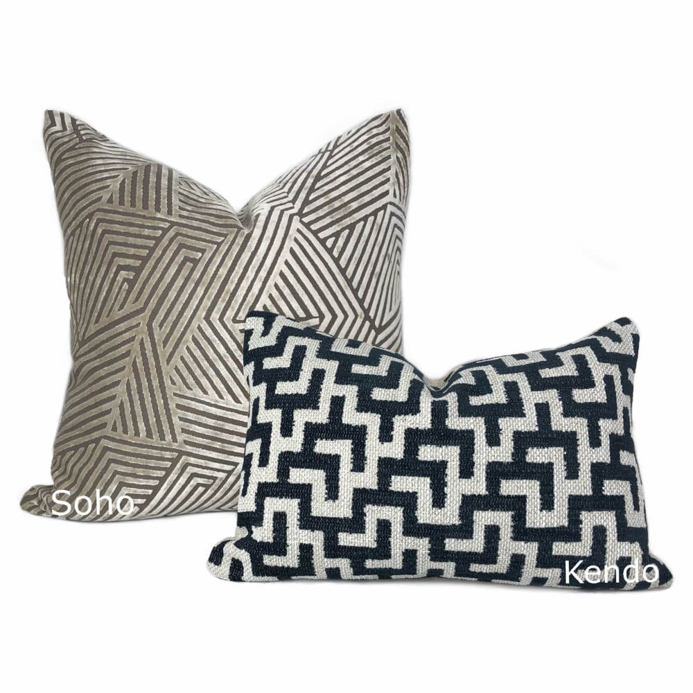 Black Ivory Taupe Pillow Cover cheapest Geometric Velvet with Silver Accents 18x18 20x20 22x22 24x24 13x20 14x22 16x26