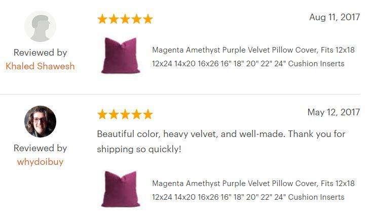 Solid Magenta Purple Brooklyn Velvet Pillow Cover Cushion Pillow Case Euro Sham 16x16 18x18 20x20 22x22 24x24 26x26 28x28 Lumbar Pillow 12x18 12x20 12x24 14x20 16x26 by Aloriam