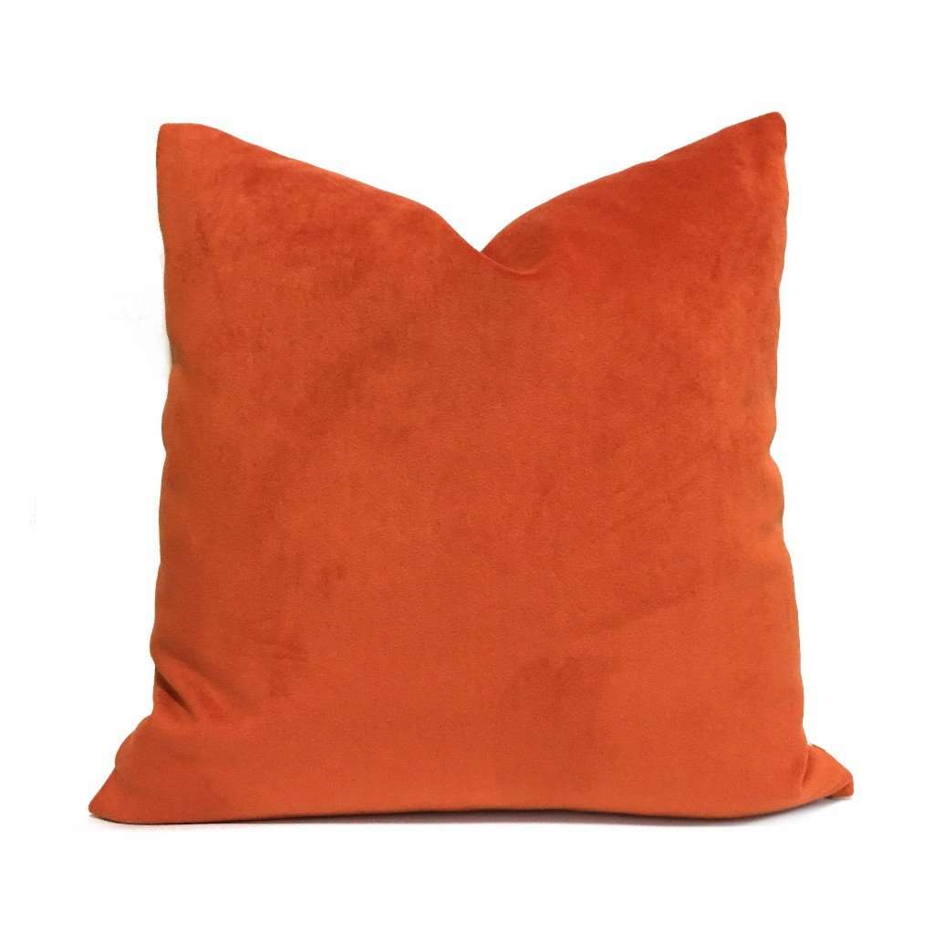 Solid Orange Brooklyn Velvet Pillow Cover Cushion Pillow Case Euro Sham 16x16 18x18 20x20 22x22 24x24 26x26 28x28 Lumbar Pillow 12x18 12x20 12x24 14x20 16x26 by Aloriam