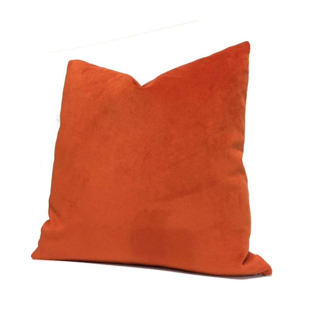 Solid Orange Brooklyn Velvet Pillow Cover Cushion Pillow Case Euro Sham 16x16 18x18 20x20 22x22 24x24 26x26 28x28 Lumbar Pillow 12x18 12x20 12x24 14x20 16x26 by Aloriam