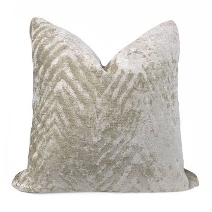 Solomon Beige Ecru Tiger Stripe Chenille Pillow Cover - Aloriam