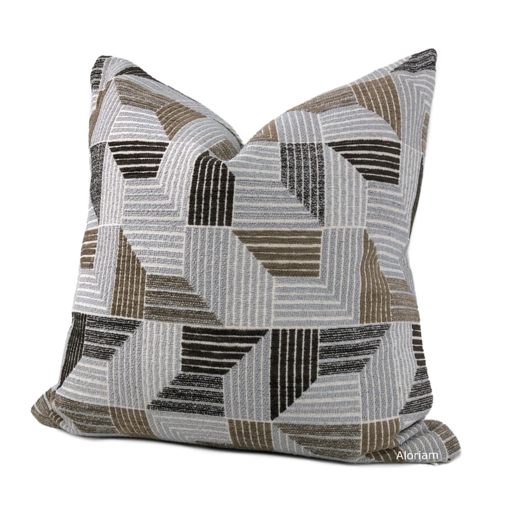 Stanley Brown Gray Retro Cross Hatch Chenille Pillow Cover - Aloriam