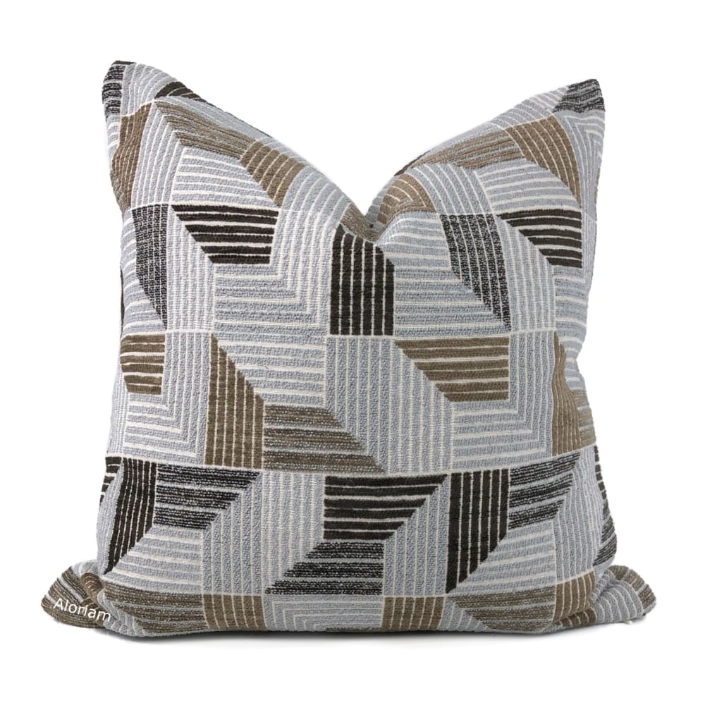 Stanley Brown Gray Retro Cross Hatch Chenille Pillow Cover - Aloriam