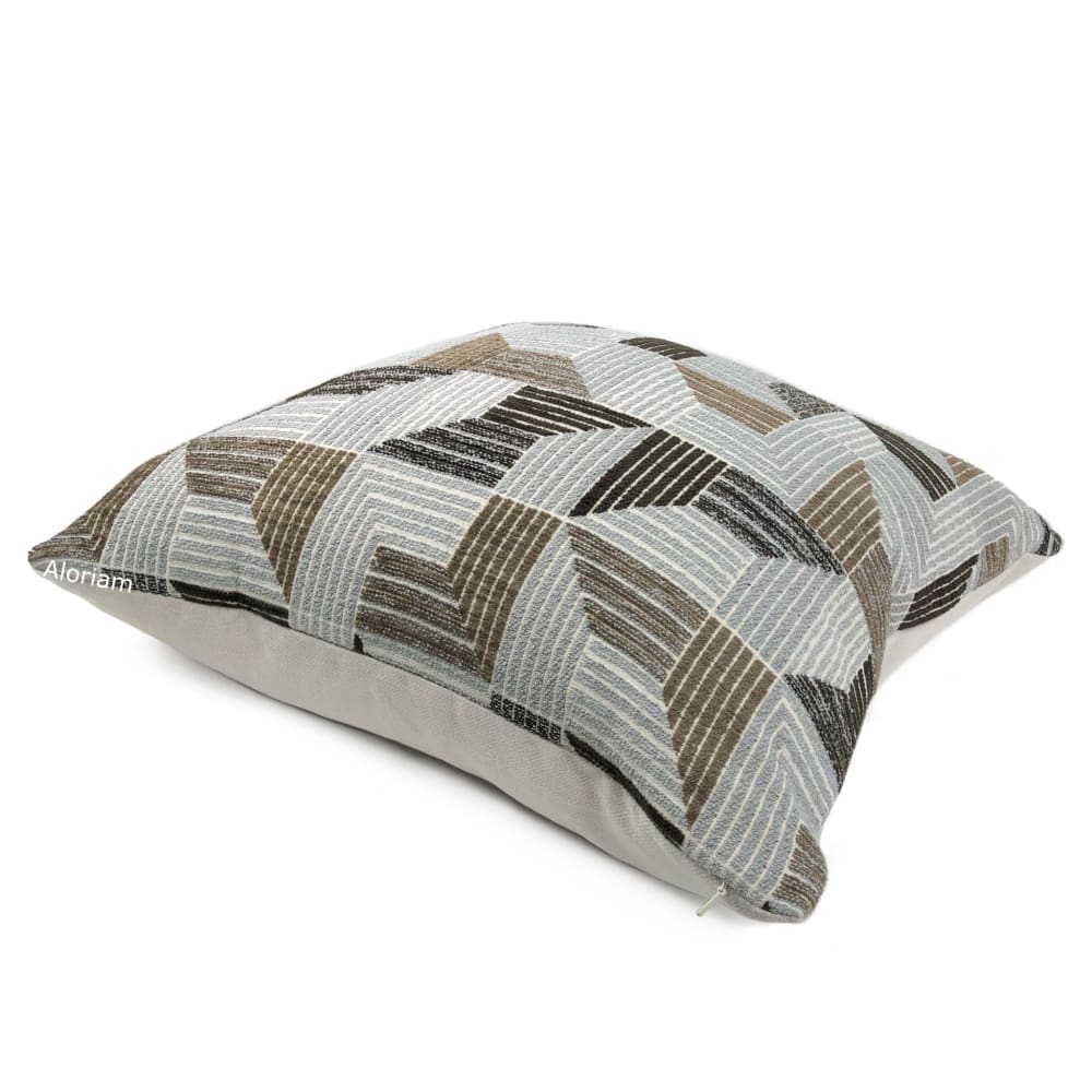 Stanley Brown Gray Retro Cross Hatch Chenille Pillow Cover - Aloriam