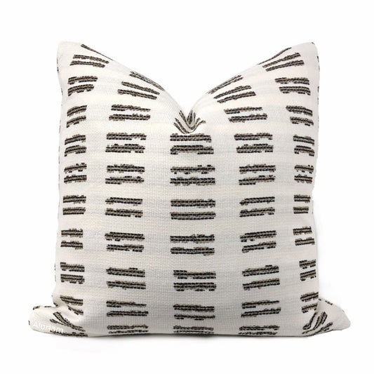 Stewart White Brown Textured Stripe Pillow Cover (Performance fabric) - Aloriam