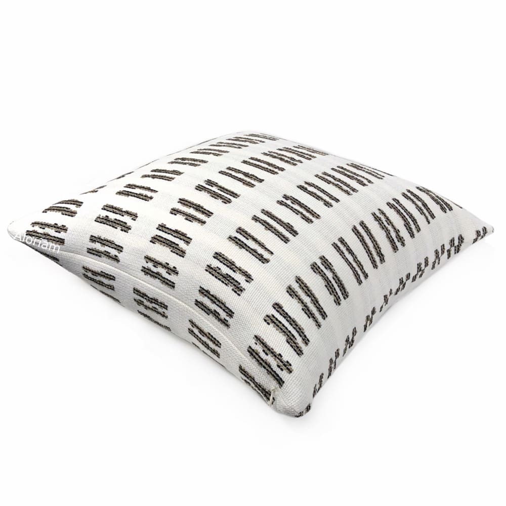 Stewart White Brown Textured Stripe Pillow Cover (Performance fabric) - Aloriam