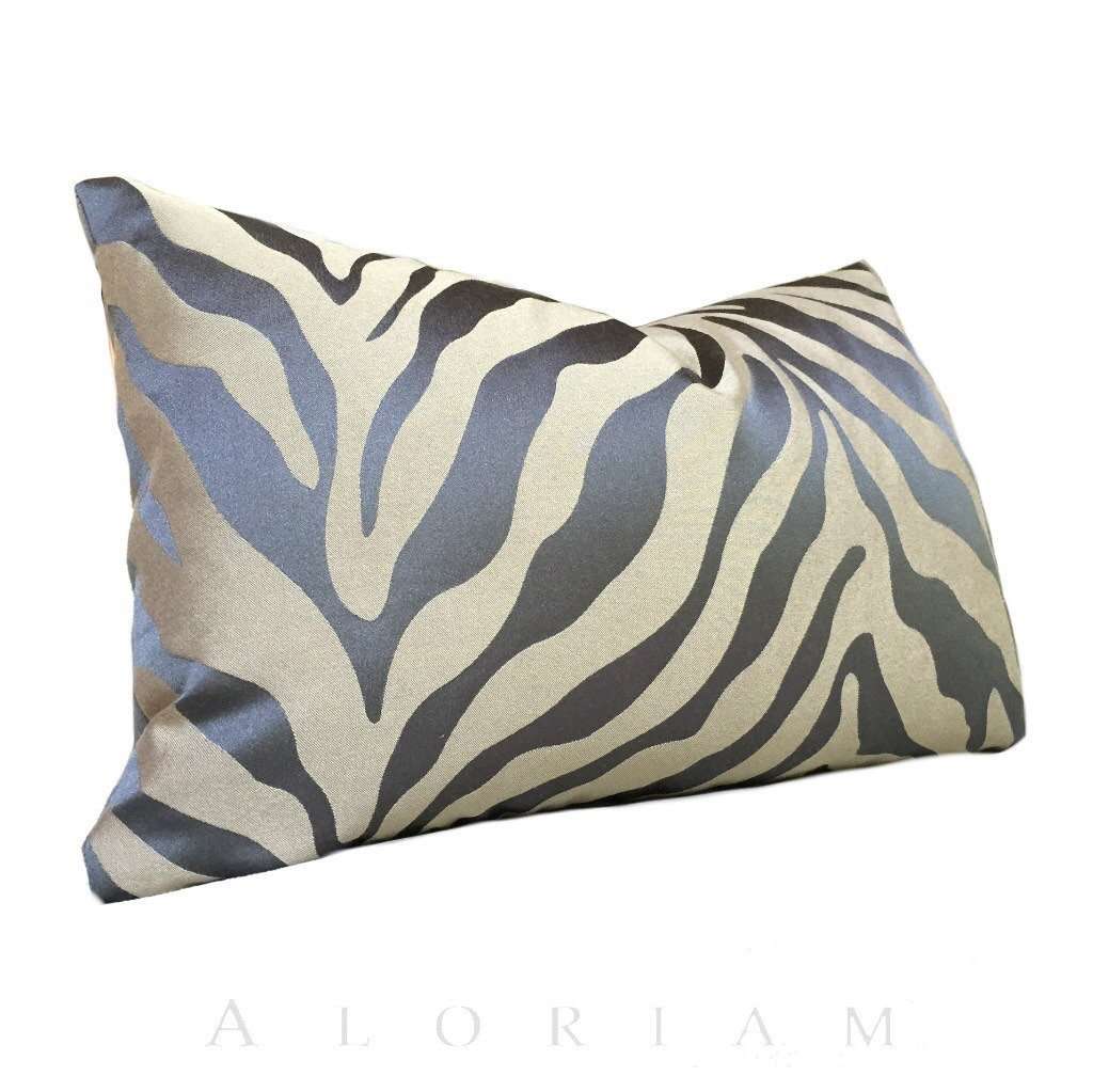 Stout Designer Gray Beige Animal Stripe Pattern Pillow Cover