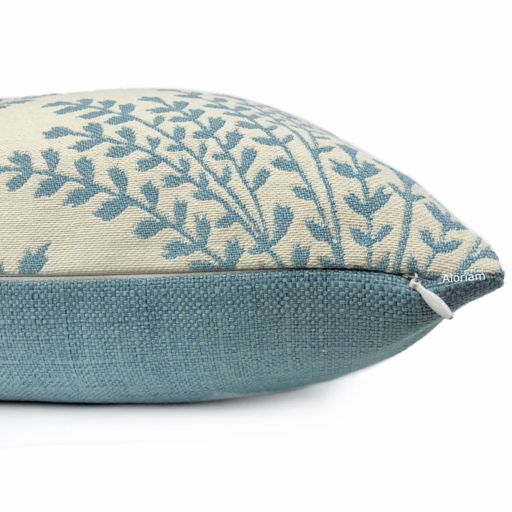 Stroheim Sheaf Blue Cream Floral Botanical Motif Pillow Cover - Aloriam