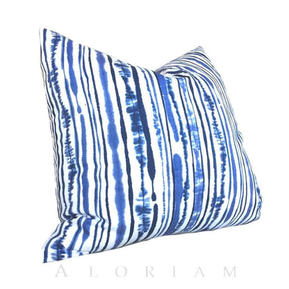 Suburban Home Abstract Lines Blue White Stripes Cotton Print Pillow Cover Cushion Pillow Case Euro Sham 16x16 18x18 20x20 22x22 24x24 26x26 28x28 Lumbar Pillow 12x18 12x20 12x24 14x20 16x26 by Aloriam