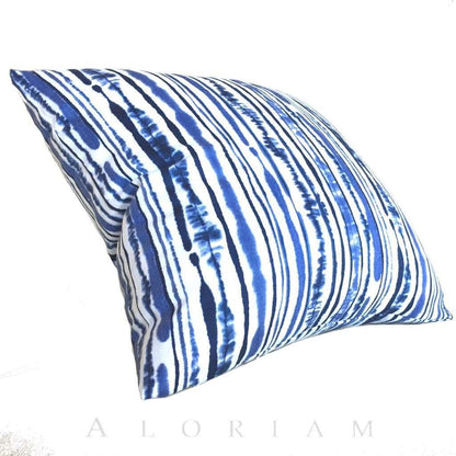 Suburban Home Abstract Lines Blue White Stripes Cotton Print Pillow Cover Cushion Pillow Case Euro Sham 16x16 18x18 20x20 22x22 24x24 26x26 28x28 Lumbar Pillow 12x18 12x20 12x24 14x20 16x26 by Aloriam