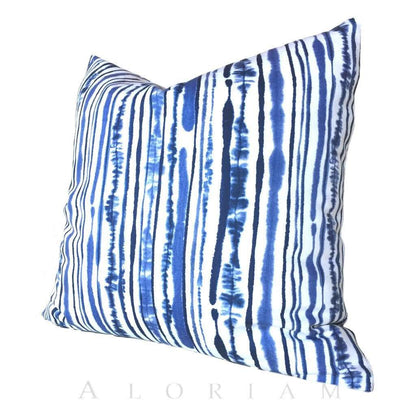 Suburban Home Abstract Lines Blue White Stripes Cotton Print Pillow Cover Cushion Pillow Case Euro Sham 16x16 18x18 20x20 22x22 24x24 26x26 28x28 Lumbar Pillow 12x18 12x20 12x24 14x20 16x26 by Aloriam