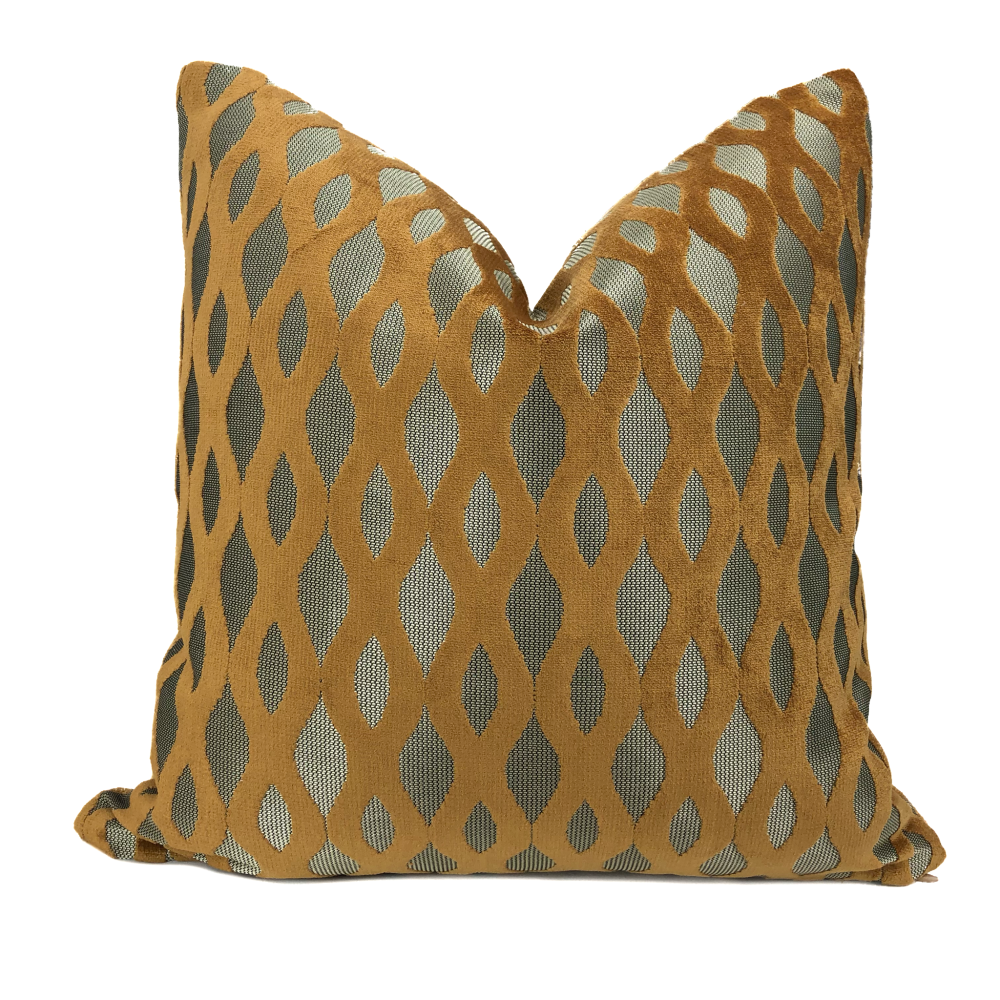 Sullivan Harvest Gold Wavy Stripe Velvet Pillow - Aloriam