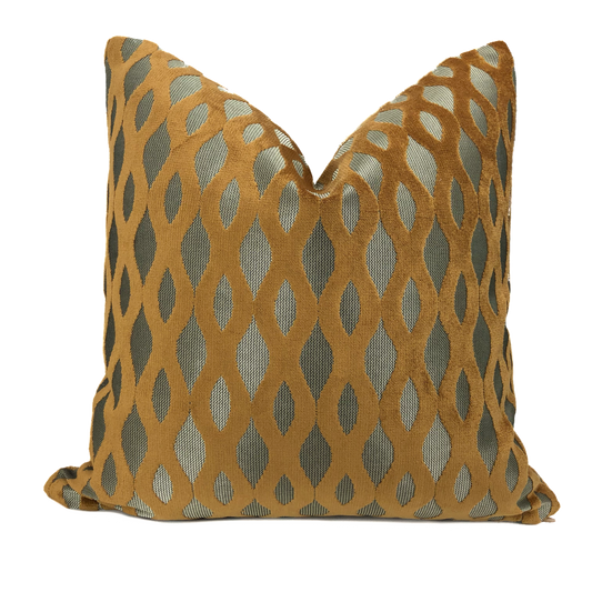 Sullivan Harvest Gold Wavy Stripe Velvet Pillow - Aloriam