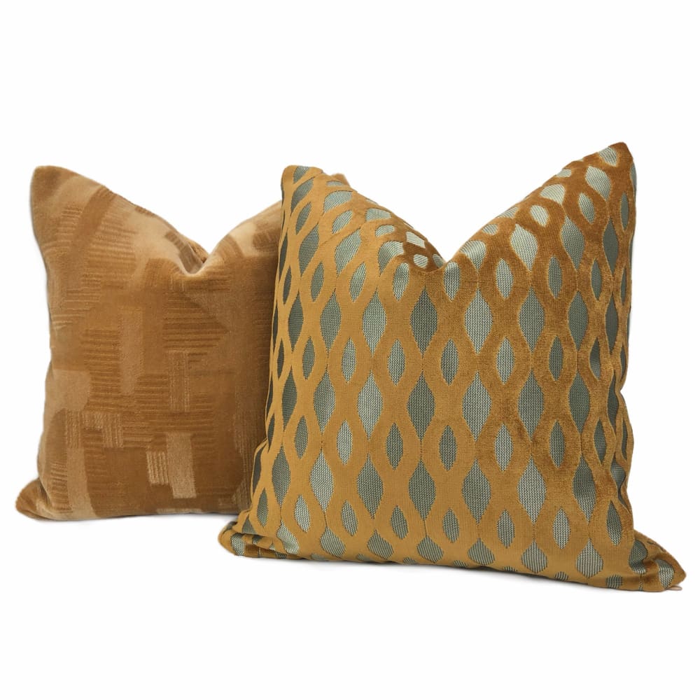 Sullivan Harvest Gold Wavy Stripe Velvet Pillow - Aloriam