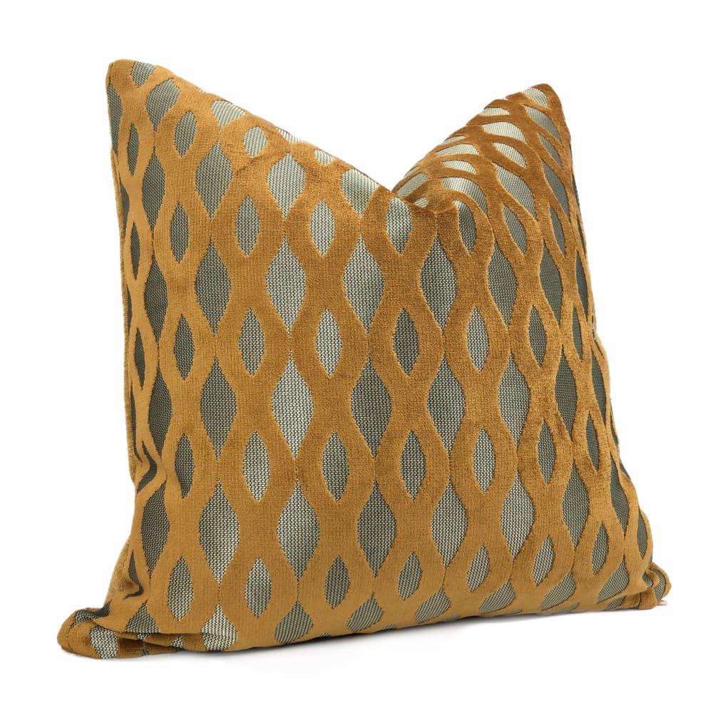 Sullivan Harvest Gold Wavy Stripe Velvet Pillow - Aloriam