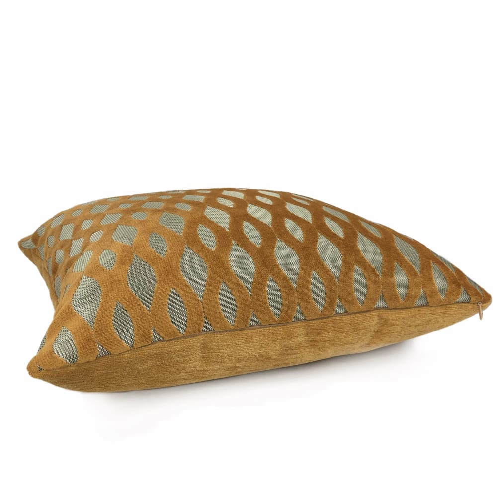 Sullivan Harvest Gold Wavy Stripe Velvet Pillow - Aloriam