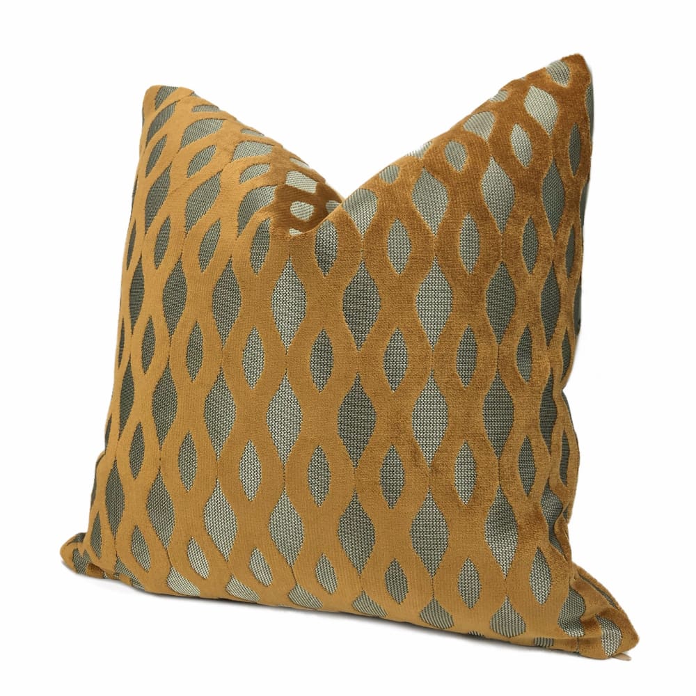 Sullivan Harvest Gold Wavy Stripe Velvet Pillow - Aloriam