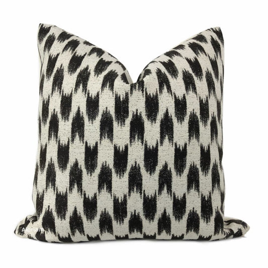 Sumatra Black Cream Ikat Arrows Pillow Cover - Aloriam