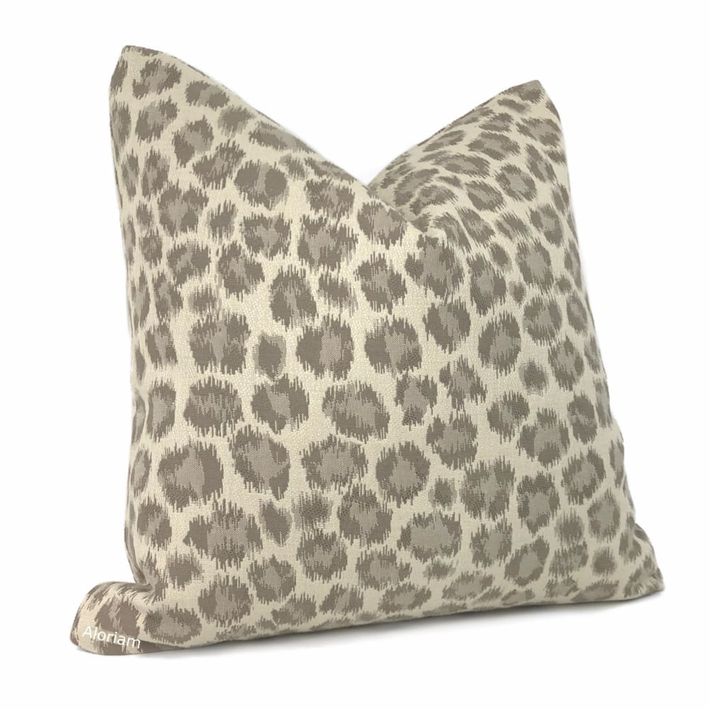 Sunbrella Taupe Brown Cream Leopard Spot Pillow Cover (Performance fabric) - Aloriam