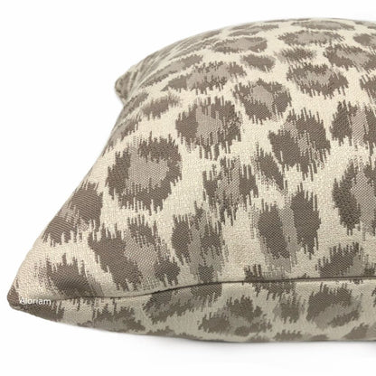 Sunbrella Taupe Brown Cream Leopard Spot Pillow Cover (Performance fabric) - Aloriam