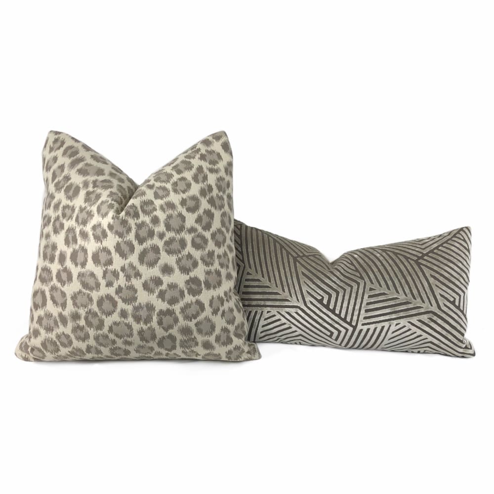 Sunbrella Taupe Brown Cream Leopard Spot Pillow Cover (Performance fabric) - Aloriam