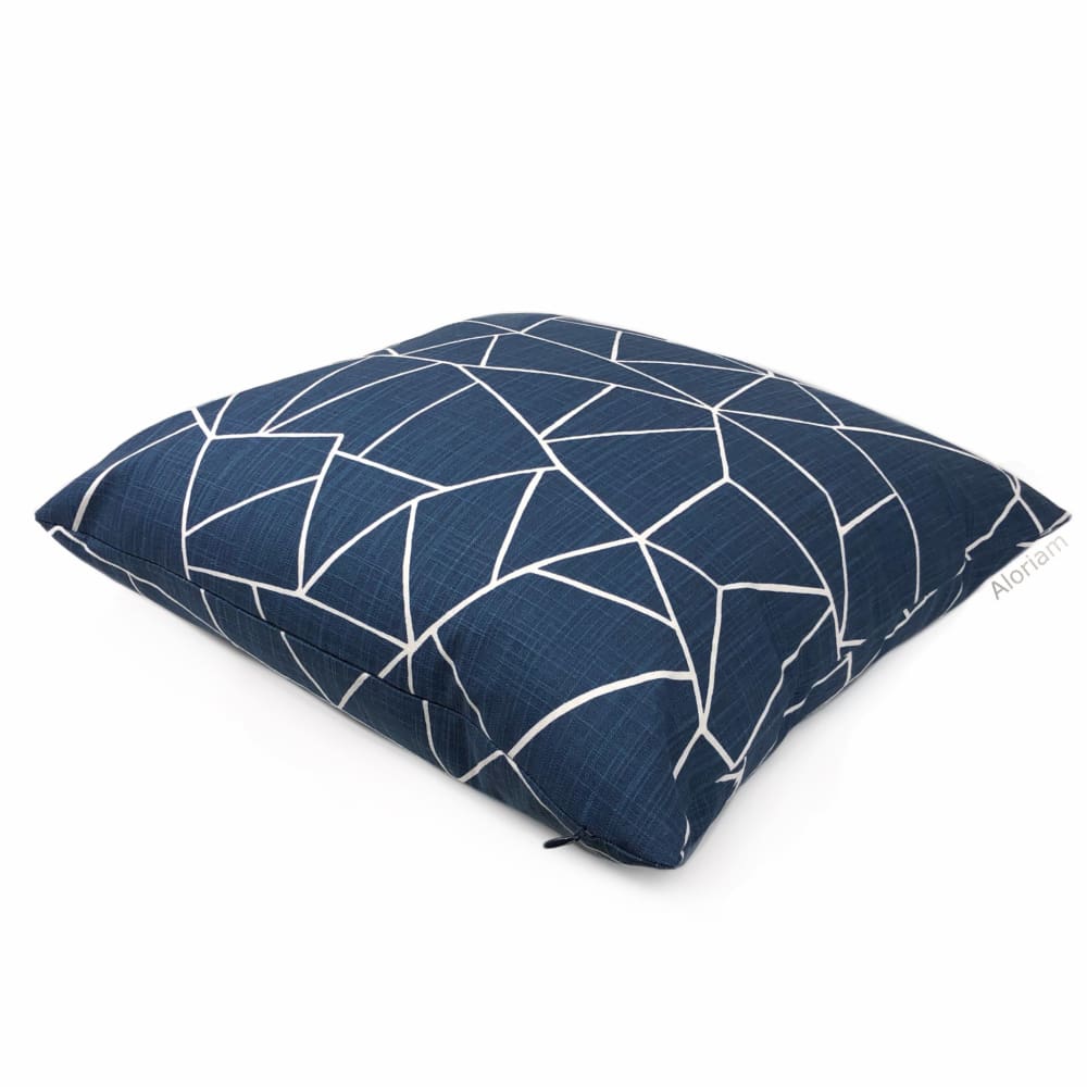 Sydney Navy Blue White Modern Cotton Print Pillow Cover - Aloriam