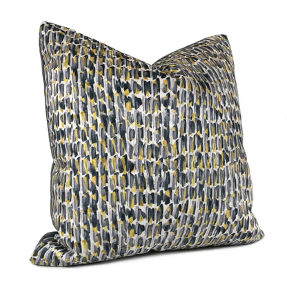 Symon Gray Yellow Abstract Paint Dabs Velvet Pillow Cover - Aloriam