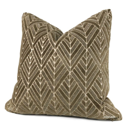 Taiga Teak Brown Diamond Pattern Velvet Pillow Cover - Aloriam