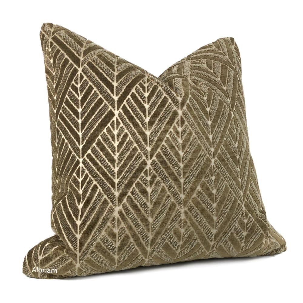 Taiga Teak Brown Diamond Pattern Velvet Pillow Cover - Aloriam