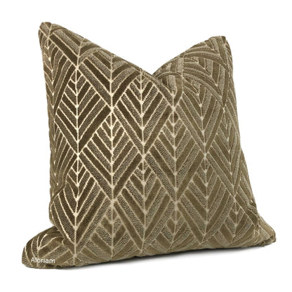 Taiga Teak Brown Diamond Pattern Velvet Pillow Cover - Aloriam