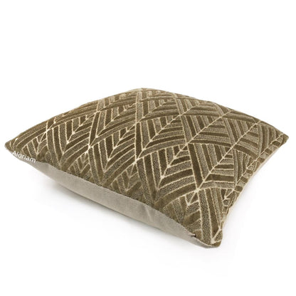 Taiga Teak Brown Diamond Pattern Velvet Pillow Cover - Aloriam