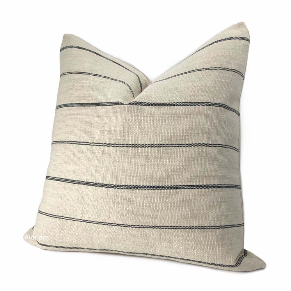 Talbot Black Beige Modern Farmhouse Stripe Pillow Cover - Aloriam