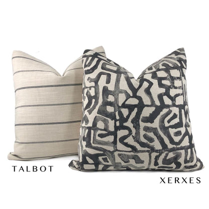 Talbot Black Beige Modern Farmhouse Stripe Pillow Cover - Aloriam