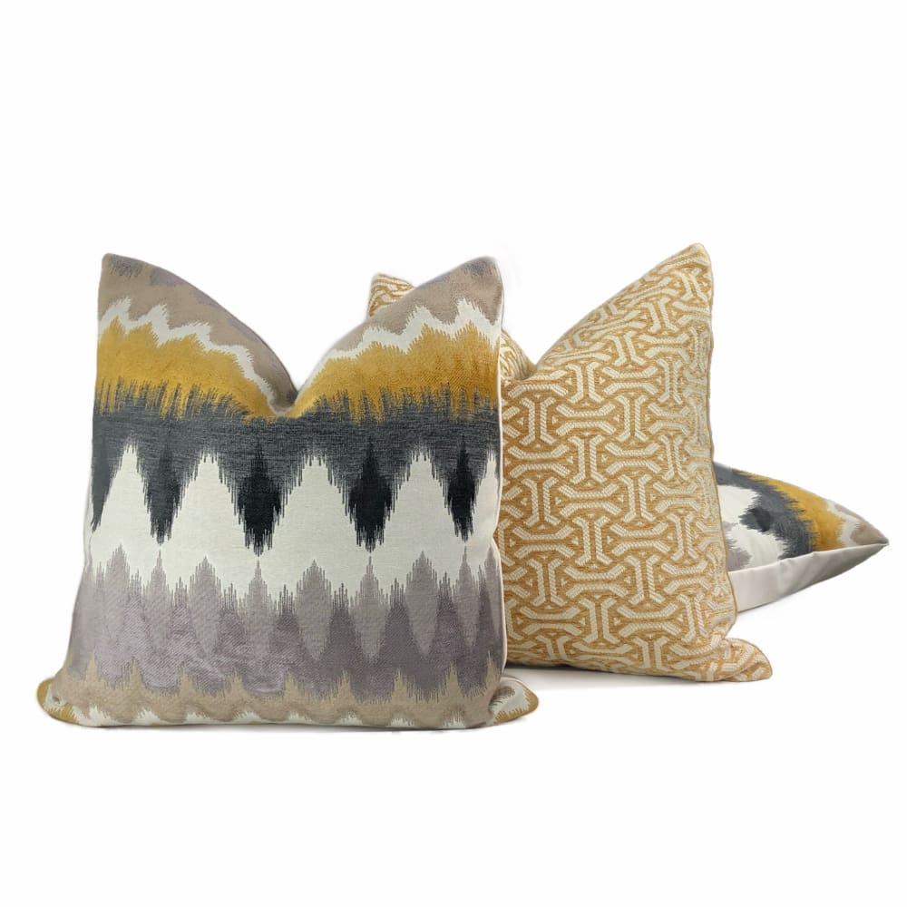 Grey and mustard pillows best sale