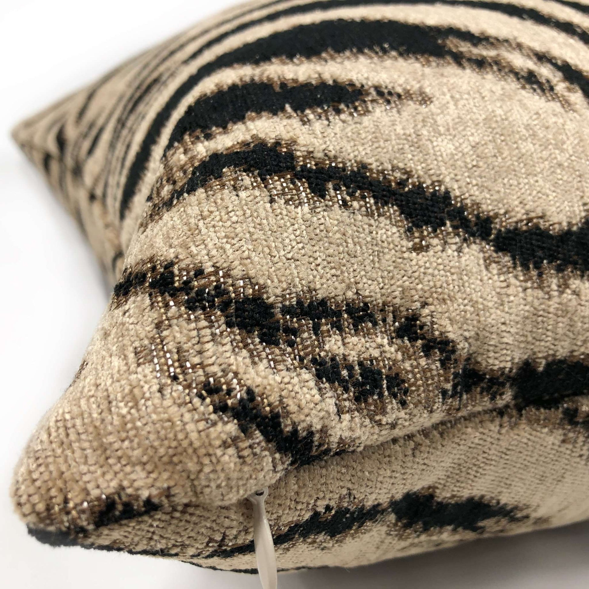 Taupe Black Tiger Stripe Chenille Pillow Cover Cushion Pillow Case Euro Sham 16x16 18x18 20x20 22x22 24x24 26x26 28x28 Lumbar Pillow 12x18 12x20 12x24 14x20 16x26 by Aloriam