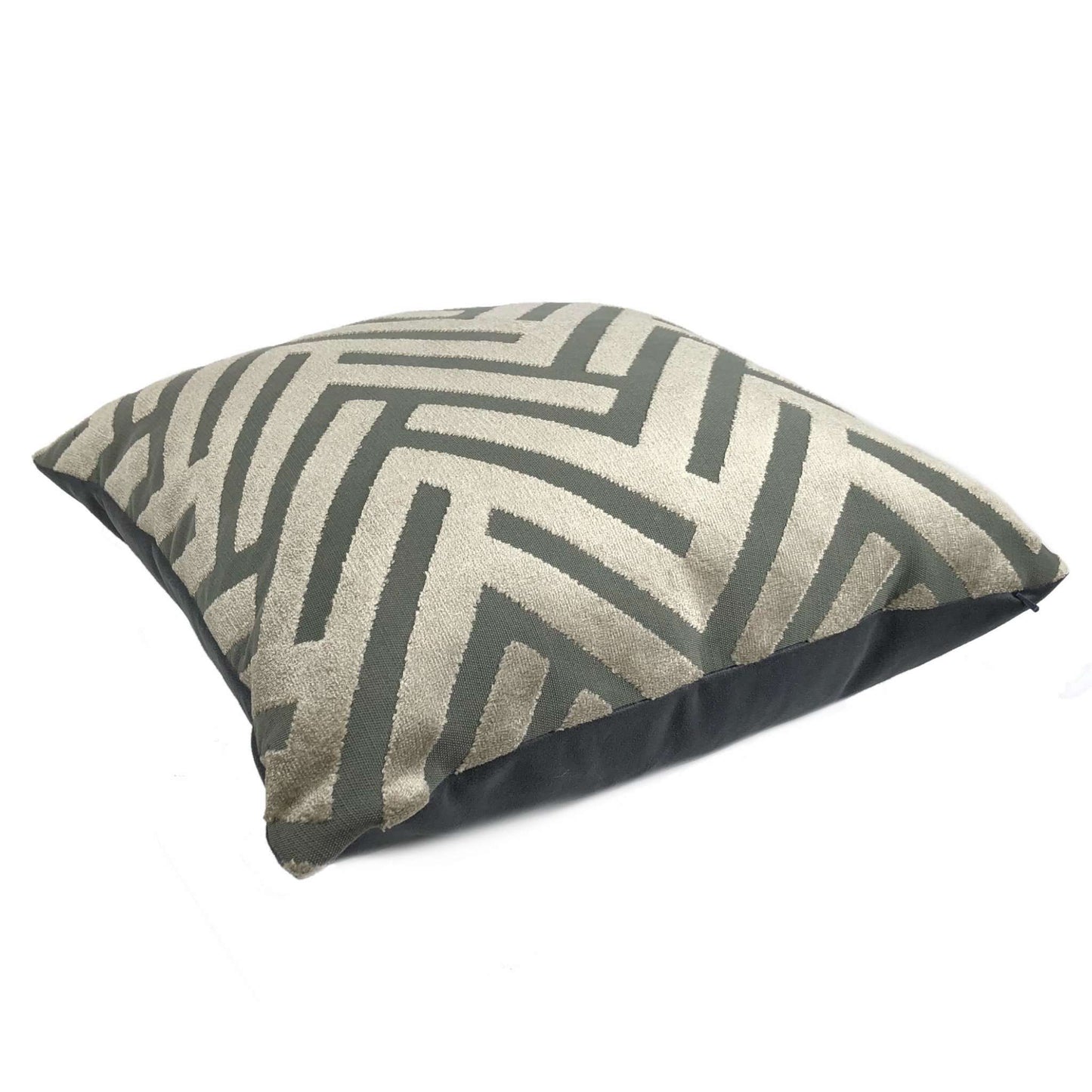 Taupe Gray Geometric Chevron Zig Zag Cut Velvet Texture Pillow Cover Cushion Pillow Case Euro Sham 16x16 18x18 20x20 22x22 24x24 26x26 28x28 Lumbar Pillow 12x18 12x20 12x24 14x20 16x26 by Aloriam