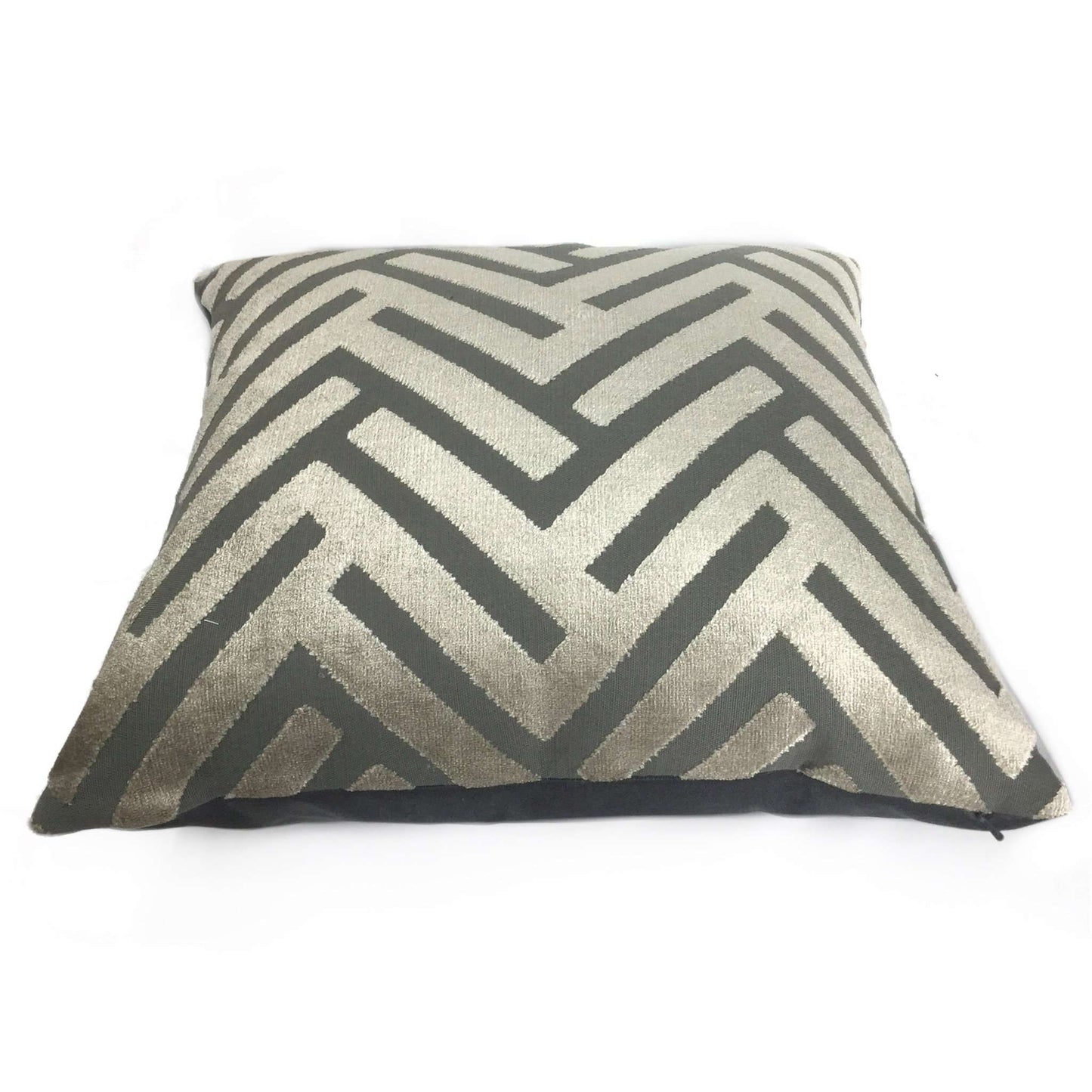 Taupe Gray Geometric Chevron Zig Zag Cut Velvet Texture Pillow Cover Cushion Pillow Case Euro Sham 16x16 18x18 20x20 22x22 24x24 26x26 28x28 Lumbar Pillow 12x18 12x20 12x24 14x20 16x26 by Aloriam