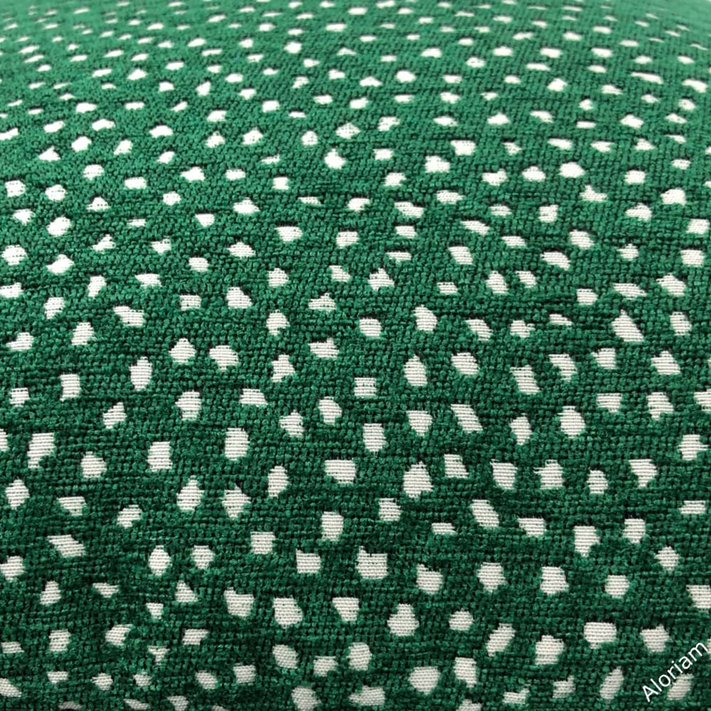 Taylor Emerald Green White Dots Chenille Pillow Cover - Aloriam