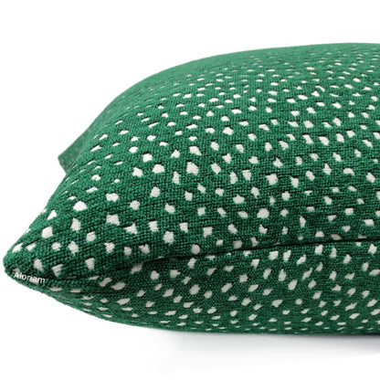 Taylor Emerald Green White Dots Chenille Pillow Cover - Aloriam