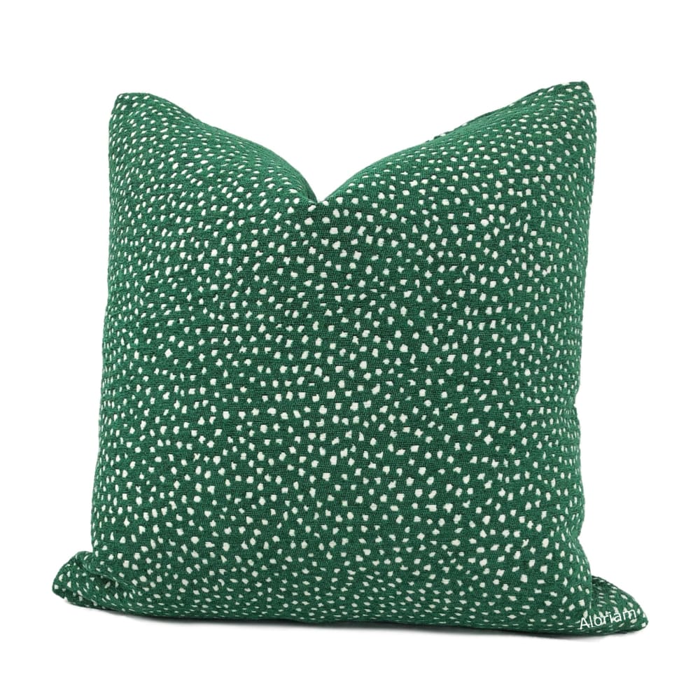 Taylor Emerald Green White Dots Chenille Pillow Cover - Aloriam