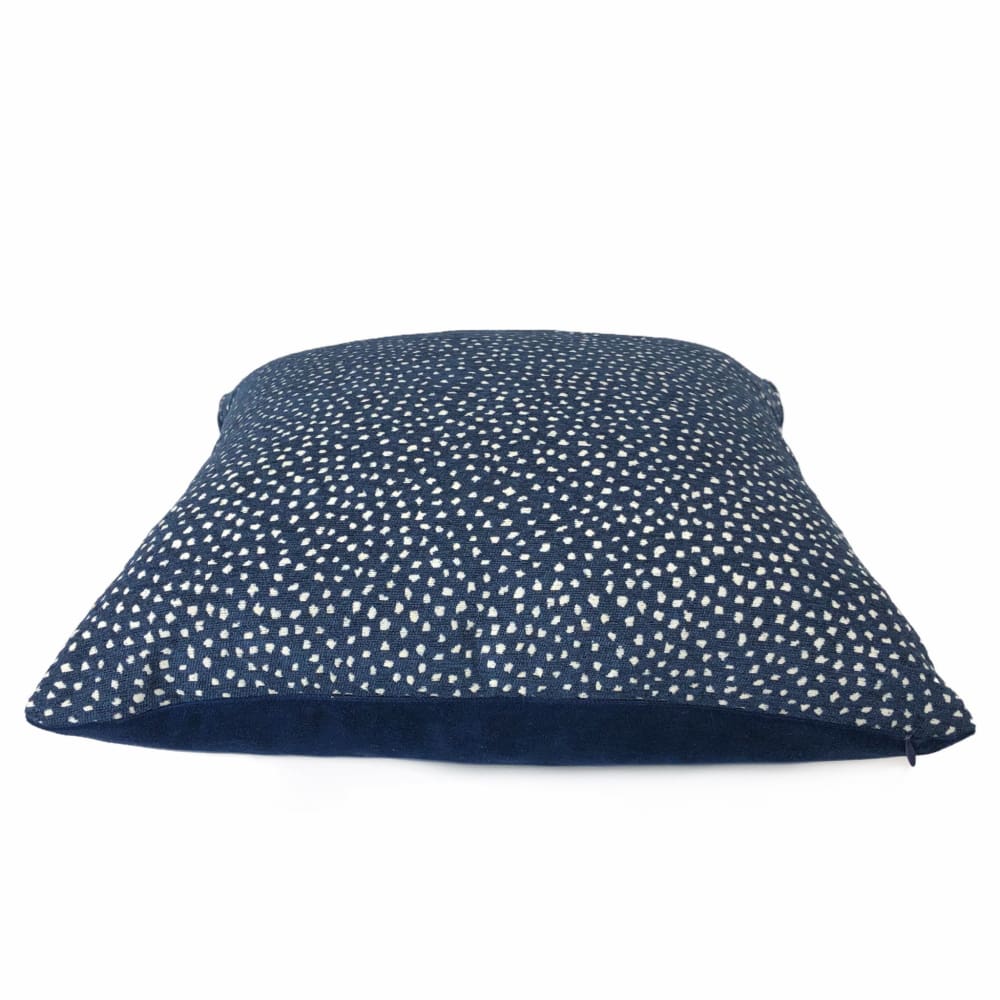 Taylor Navy Blue White Dots Chenille Pillow Cover - Aloriam