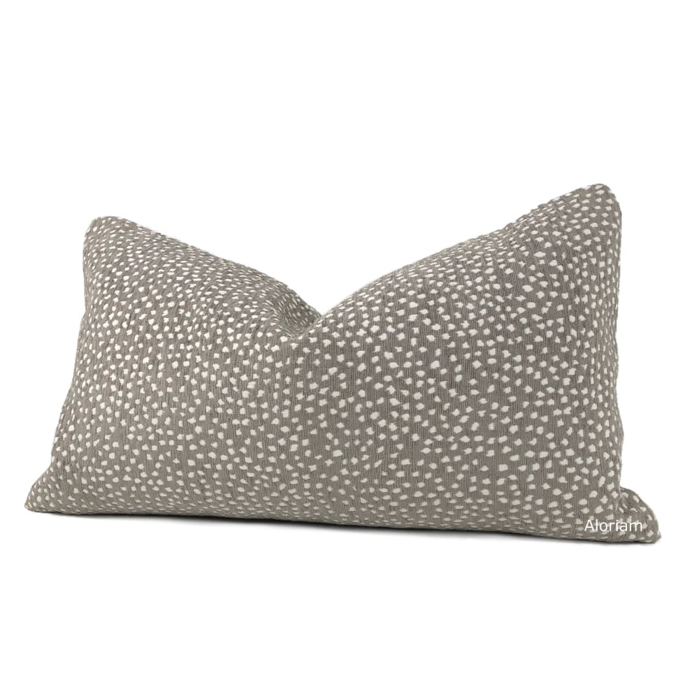 Taylor Taupe Brown White Dots Chenille Pillow Cover - Aloriam