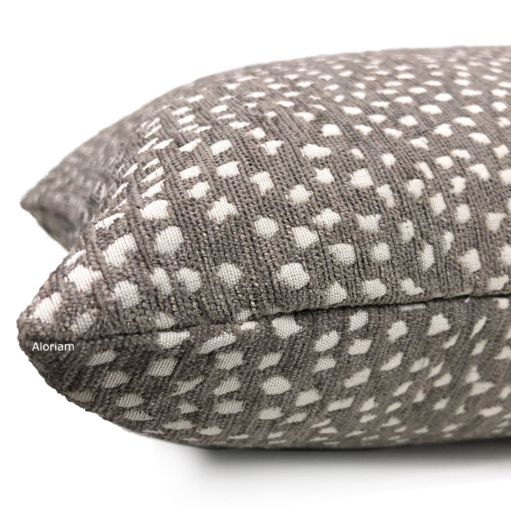 Taylor Taupe Brown White Dots Chenille Pillow Cover - Aloriam