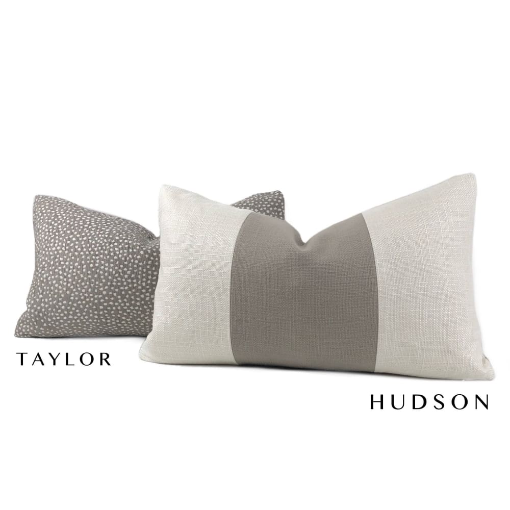 Taylor Taupe Brown White Dots Chenille Pillow Cover - Aloriam