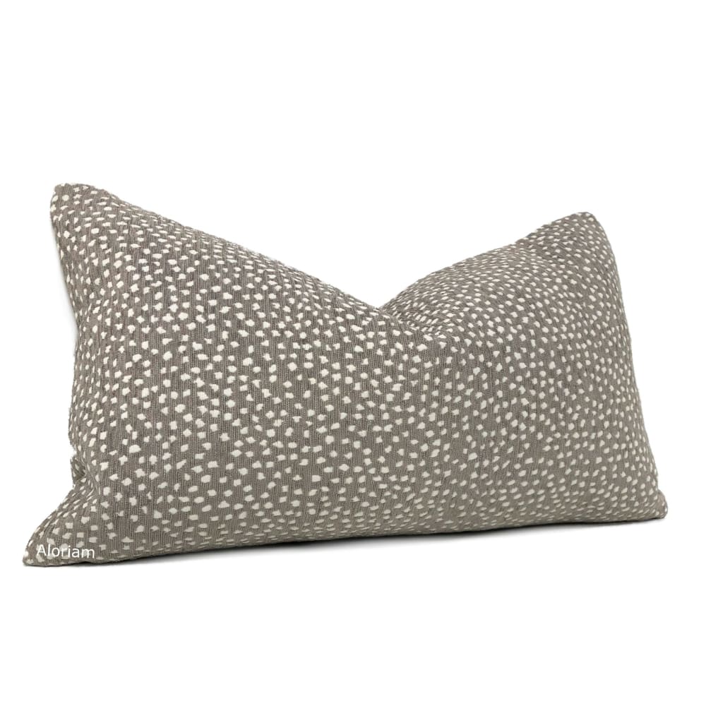 Taylor Taupe Brown White Dots Chenille Pillow Cover - Aloriam