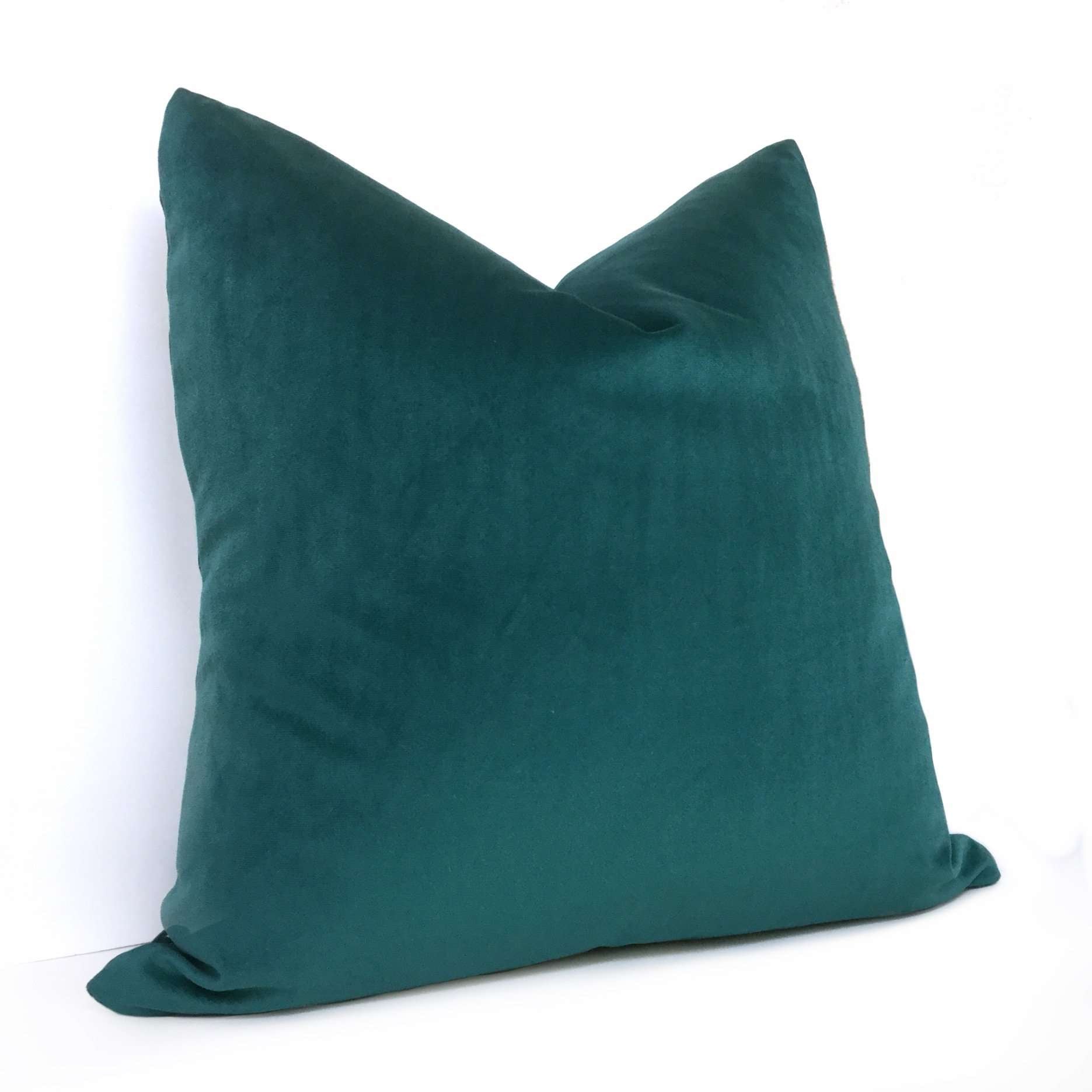 Teal Green Libretto Velvet Throw Pillow Cover