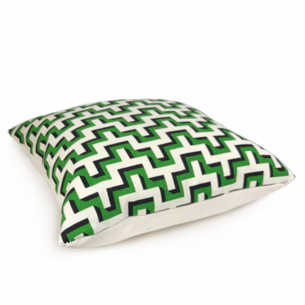 Tetris Green Black White Geometric Print Pillow Cover - Aloriam