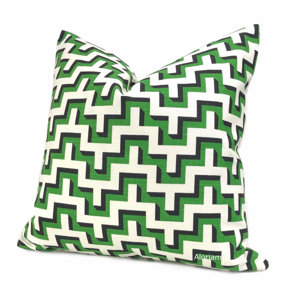 Tetris Green Black White Geometric Print Pillow Cover - Aloriam