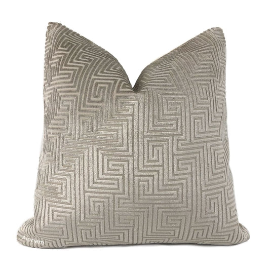 Theo Gray Greek Key Cut Velvet Pillow Cover - Aloriam